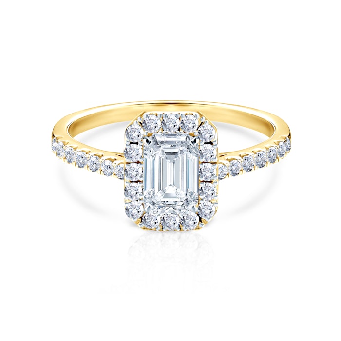 Halo Engagement Ring: yellow gold, diamond