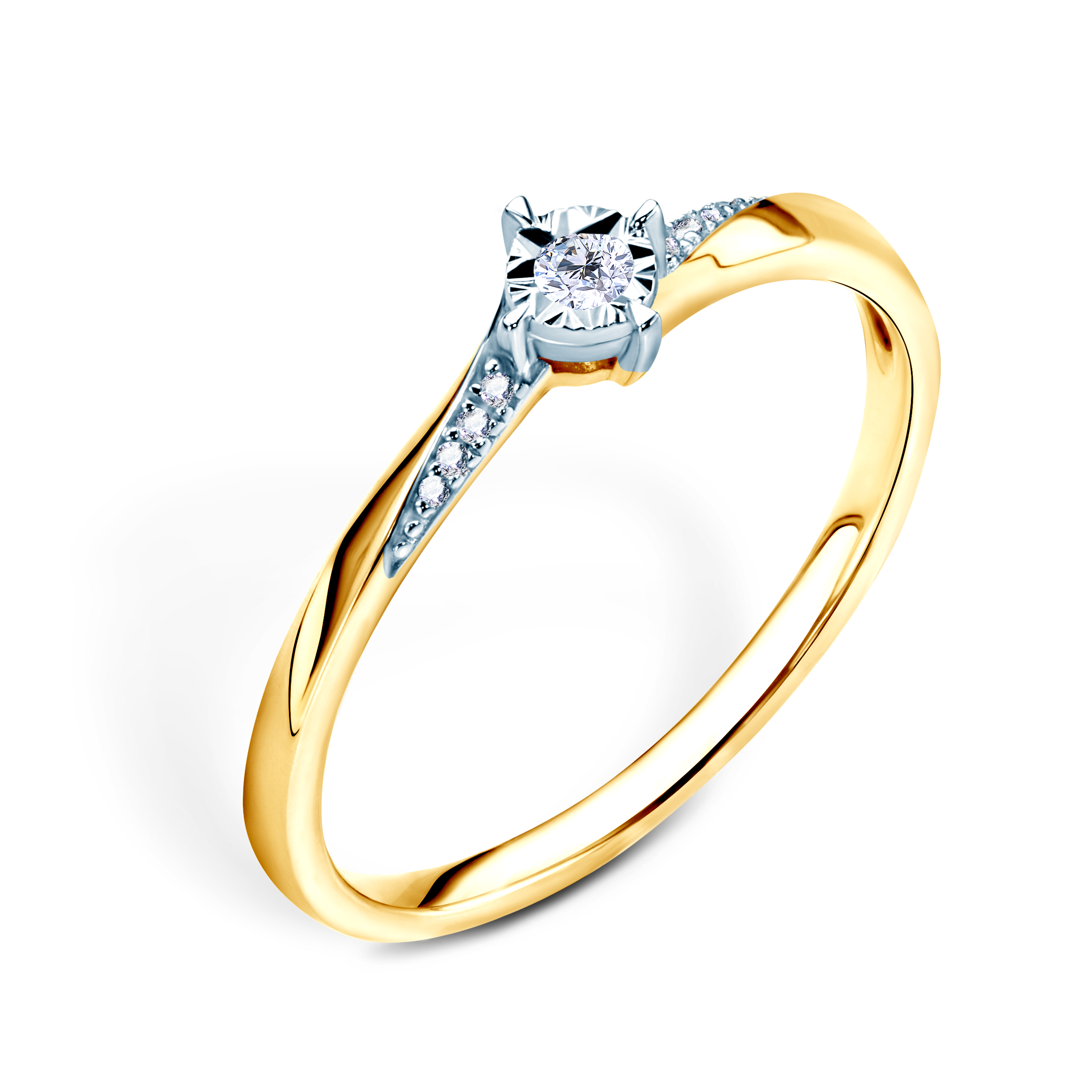 Pierścionek zaręczynowy SAVICKI: dwukolorowe złoto, diamenty