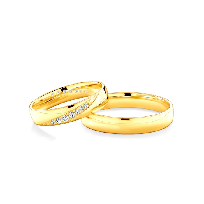 Obrączki ślubne: złote, półokrągłe, 4 mm