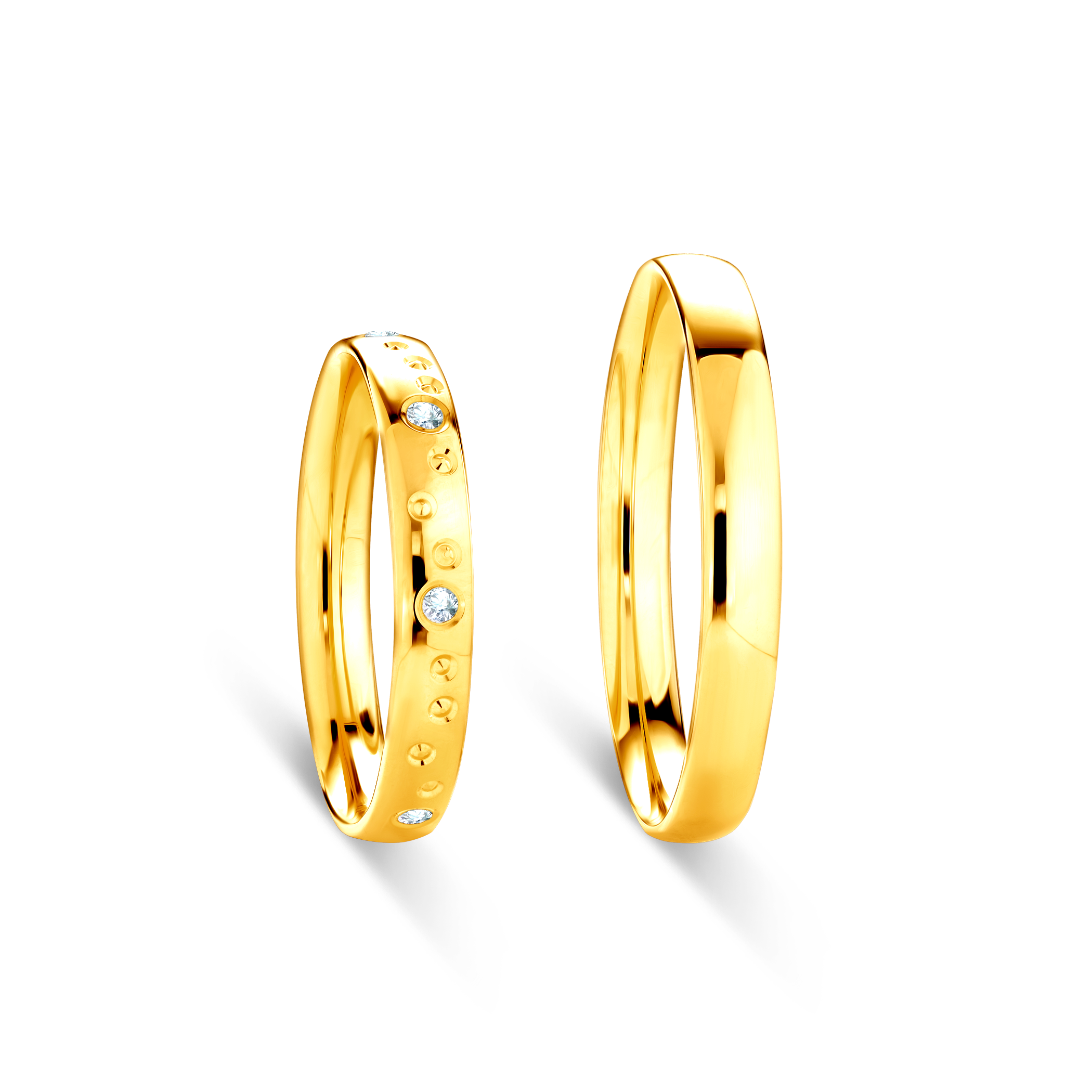 Obrączki ślubne: złote, półokrągłe, 3 mm