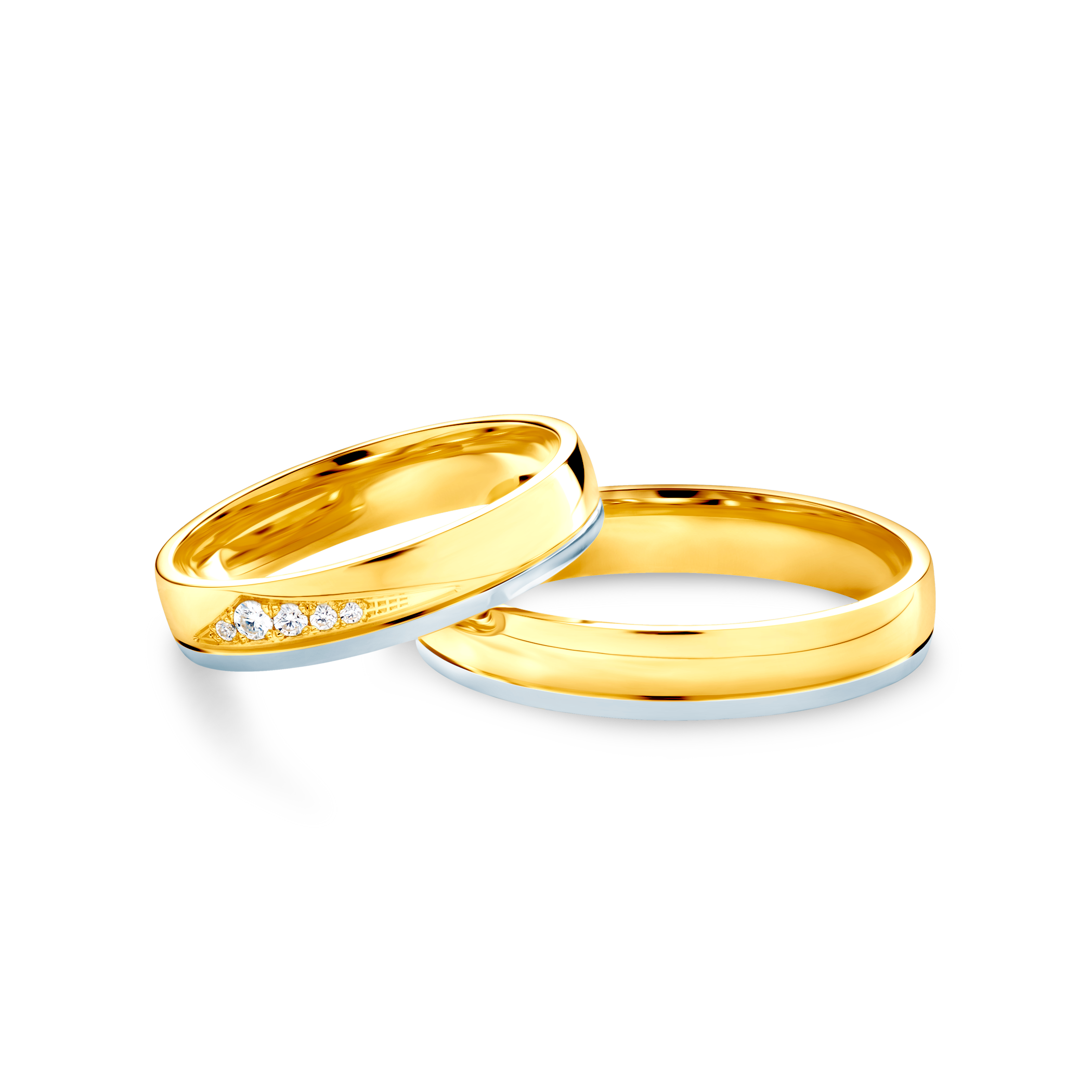 Svadobné obrúčky: dvojfarebné zlato, polguľaté, 4 mm