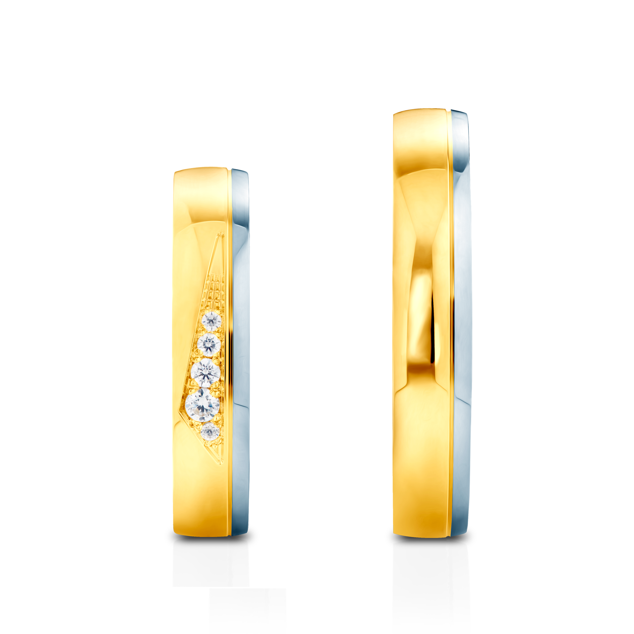 Obrączki ślubne: dwukolorowe złoto, półokrągłe, 4 mm