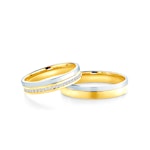 Obrączki ślubne: dwukolorowe złoto, płaskie, 4 mm