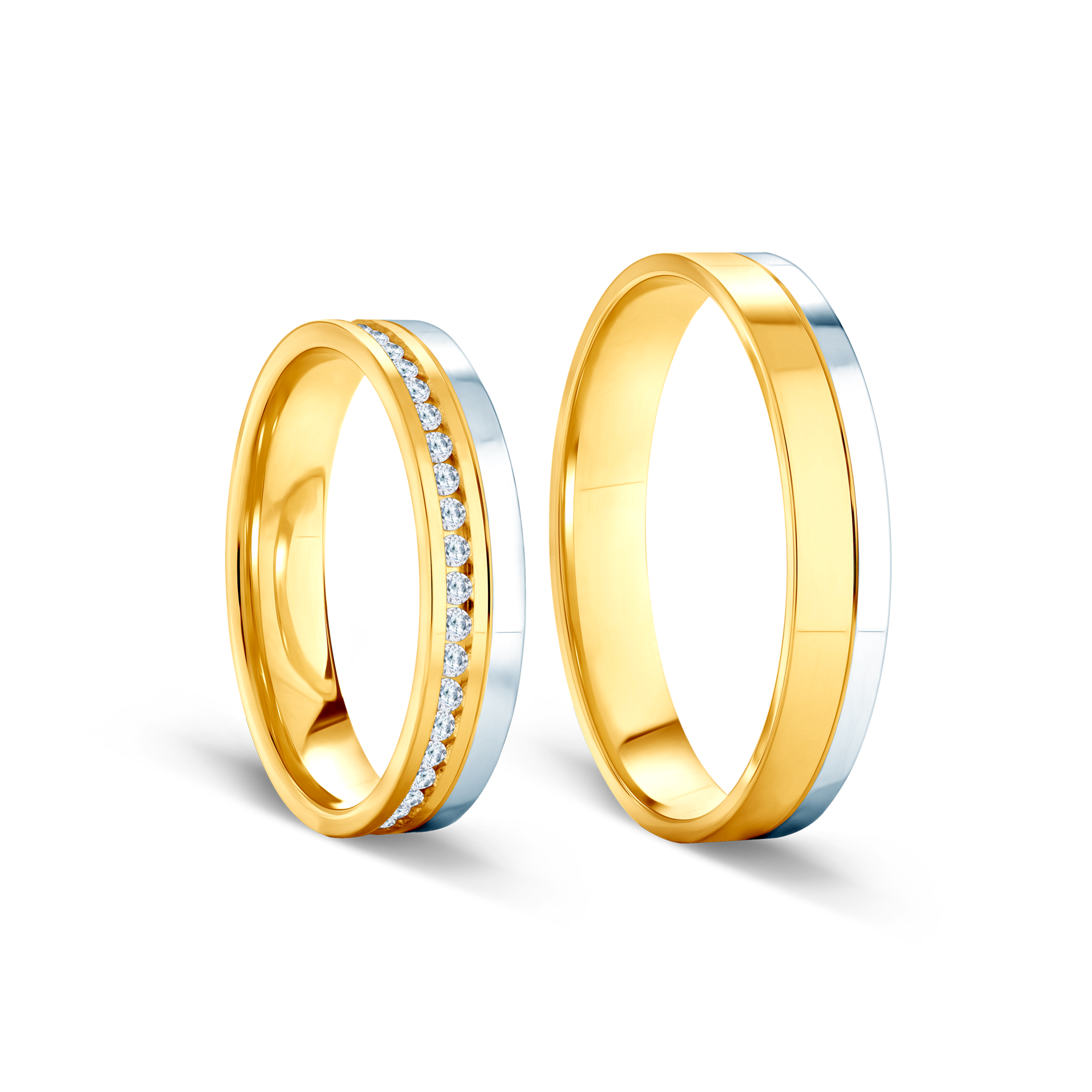 Eheringe: Zweifarbiges Gold, Flach, 4 mm