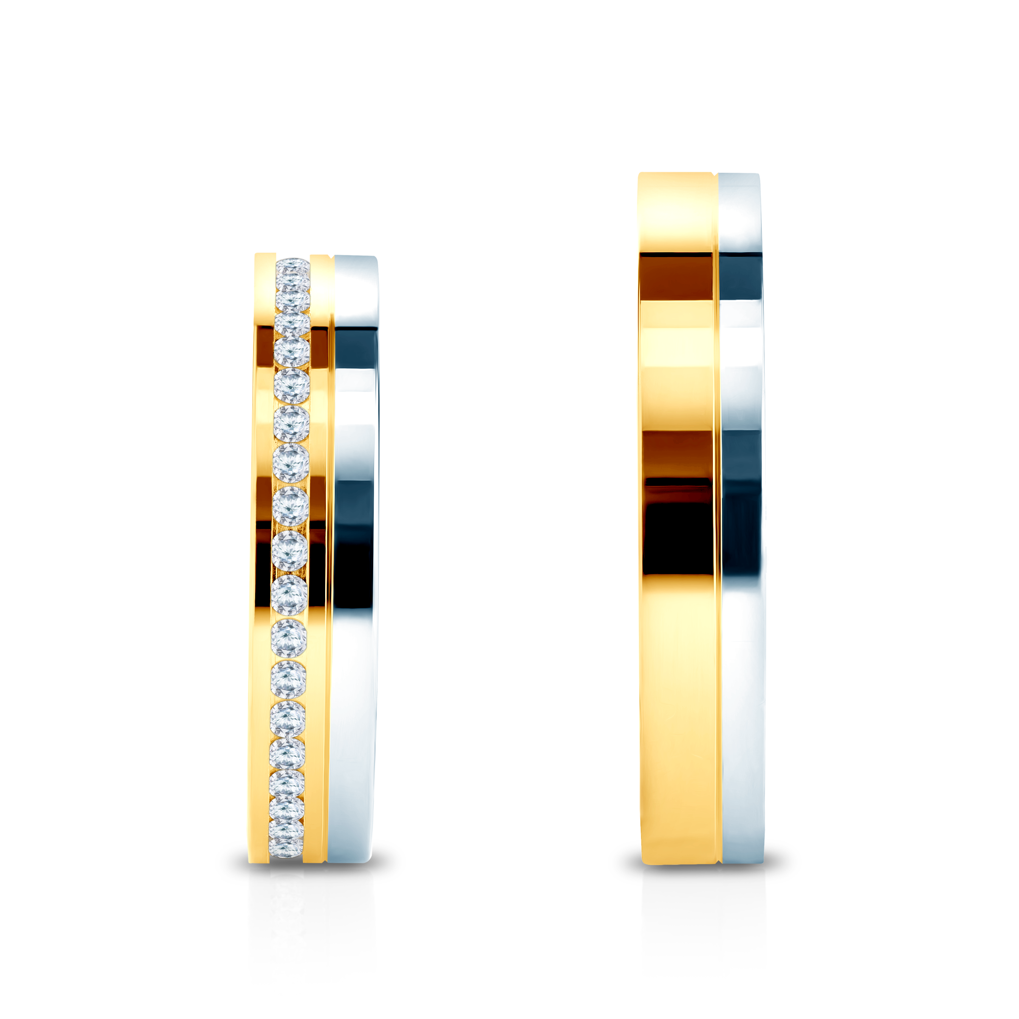 Eheringe: Zweifarbiges Gold, Flach, 4 mm