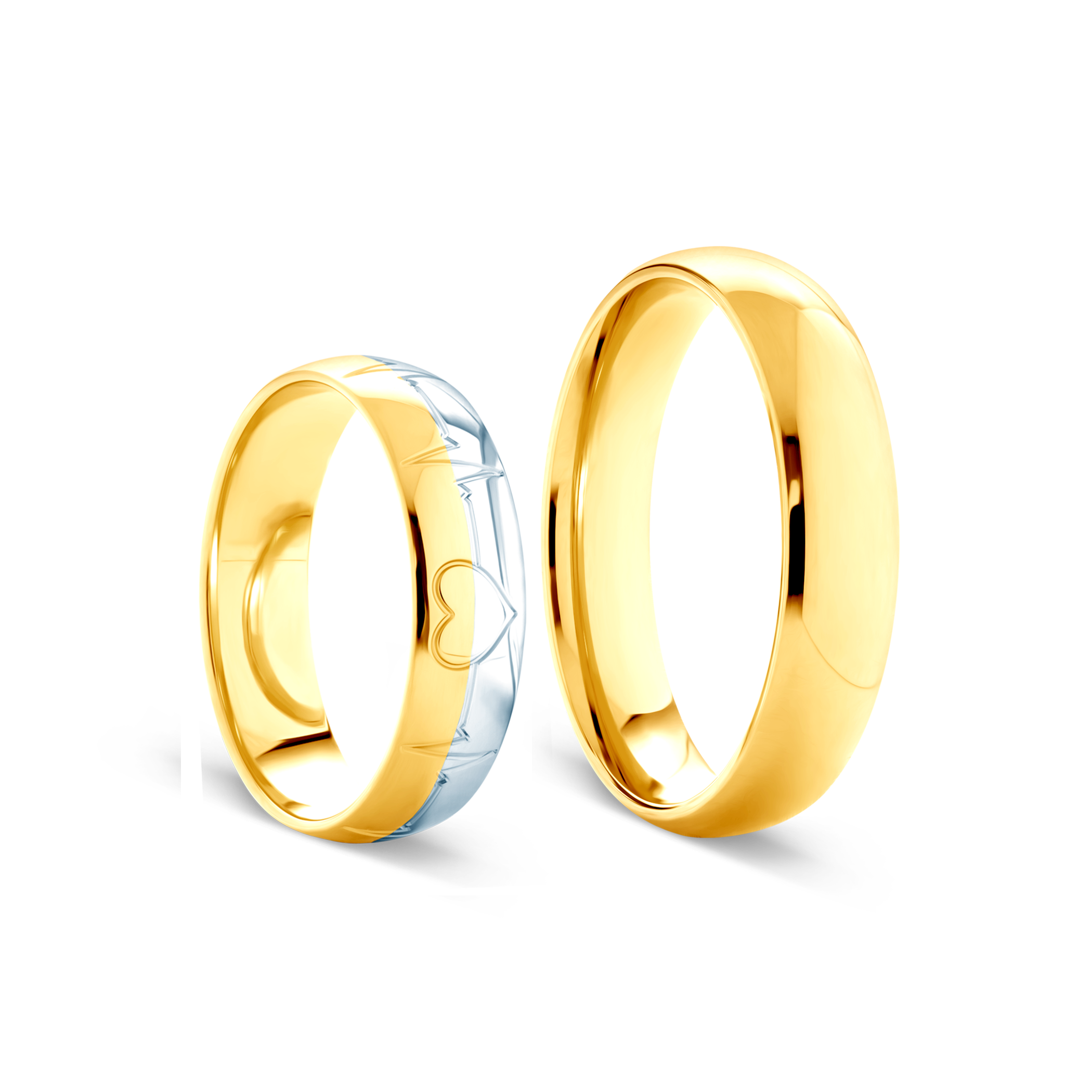 Obrączki ślubne: dwukolorowe złoto, półokrągłe, 5 mm - 4