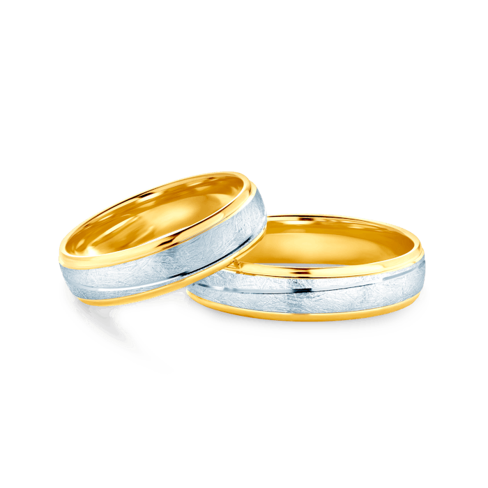 Svadobné obrúčky: dvojfarebné zlato, polguľaté, 5 mm