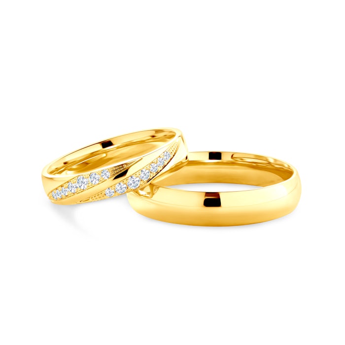 Snubní prsteny: žluté zlato, půlkulaté, 4 mm