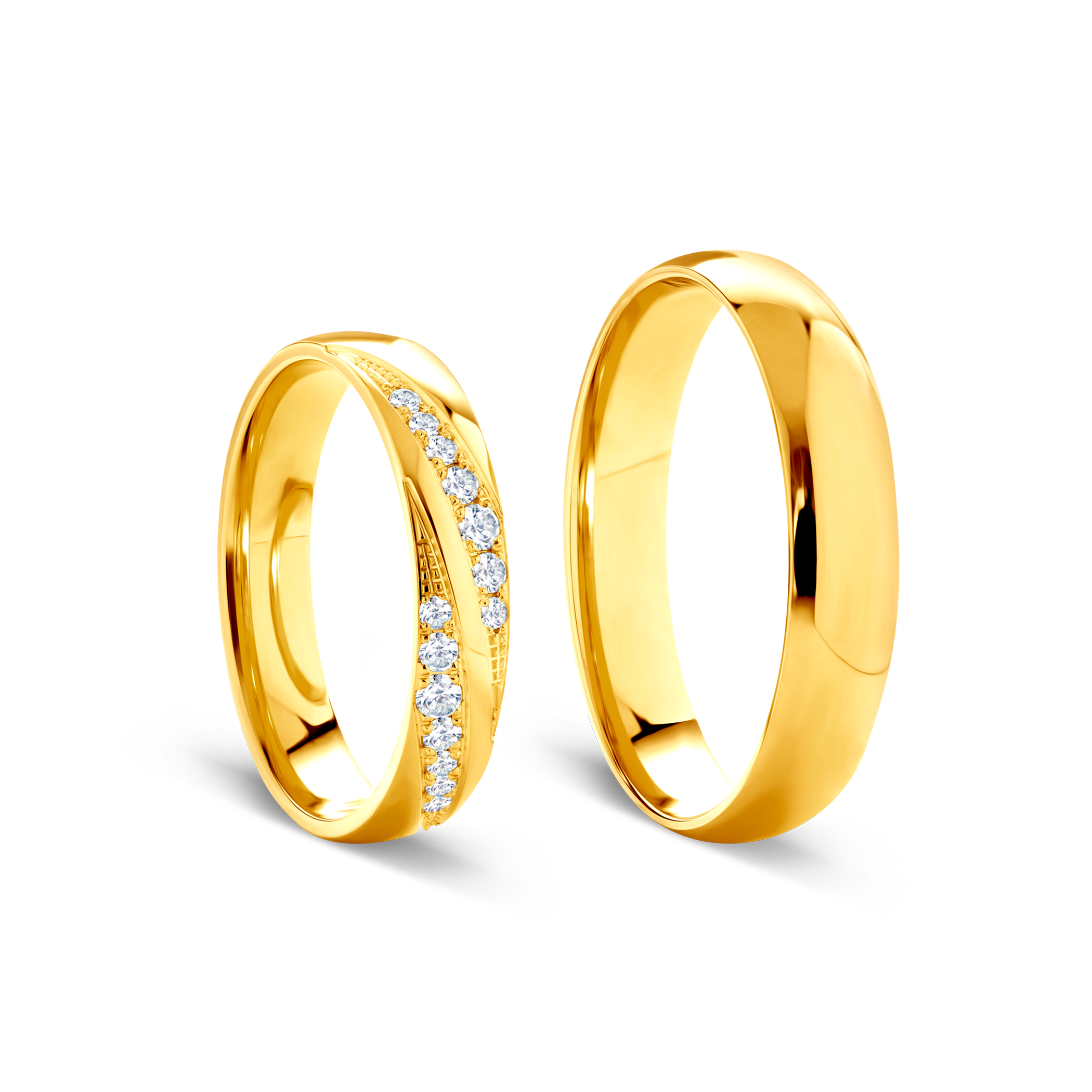 Obrączki ślubne: złote, półokrągłe, 4 mm