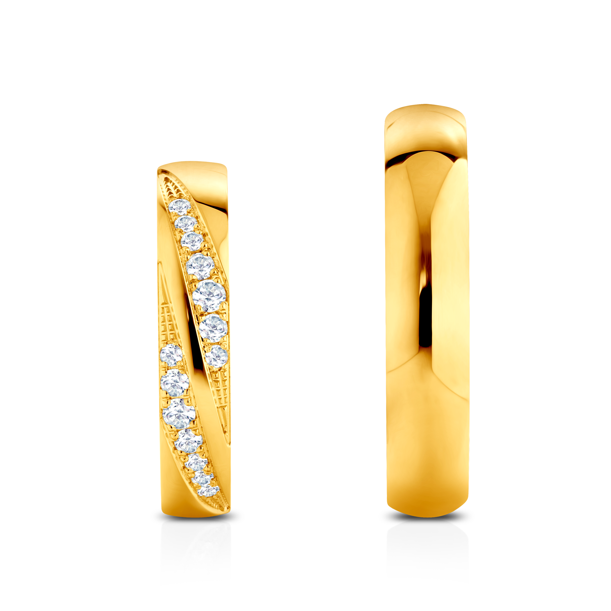 Obrączki ślubne: złote, półokrągłe, 4 mm