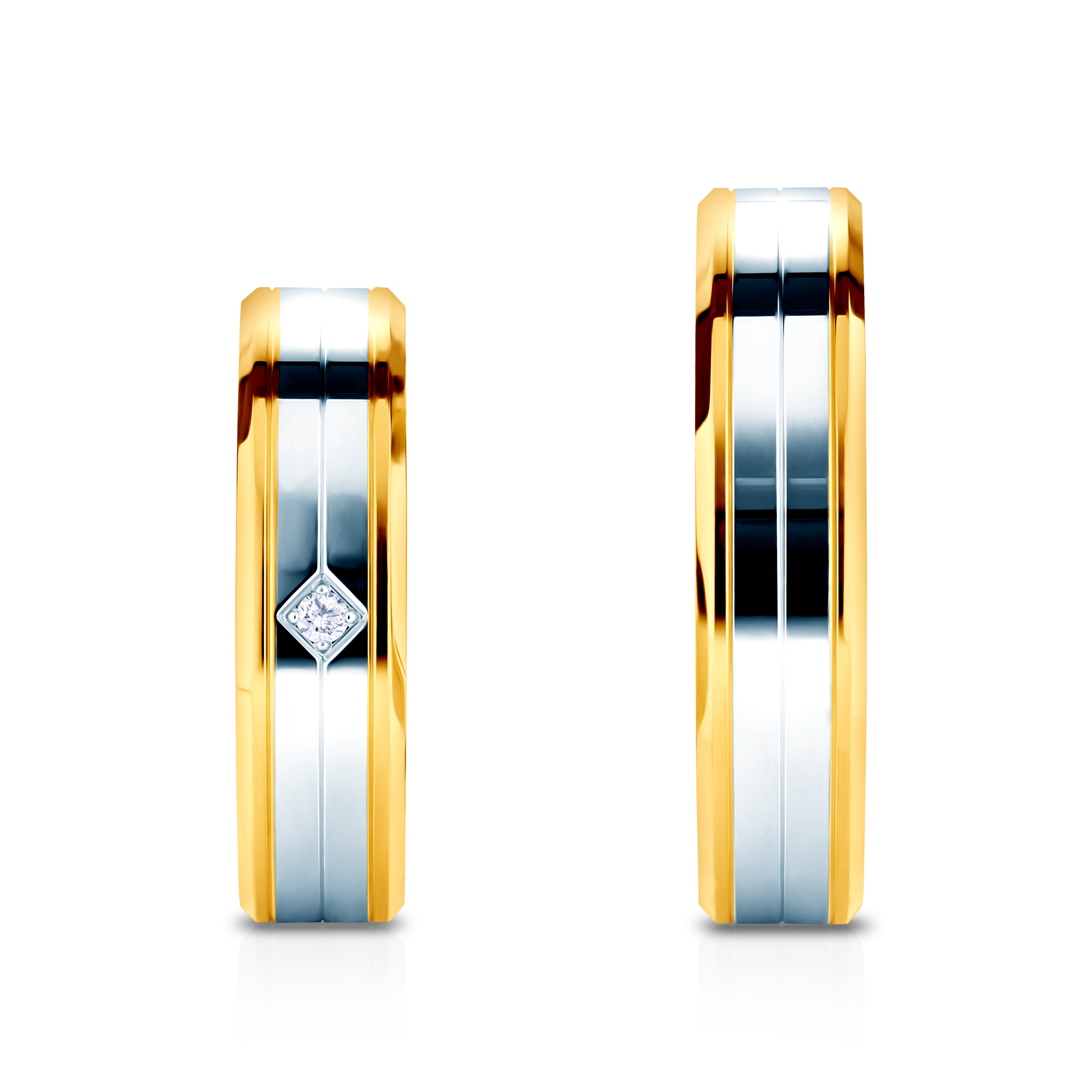 Obrączki ślubne: dwukolorowe złoto, płaskie, 5 mm