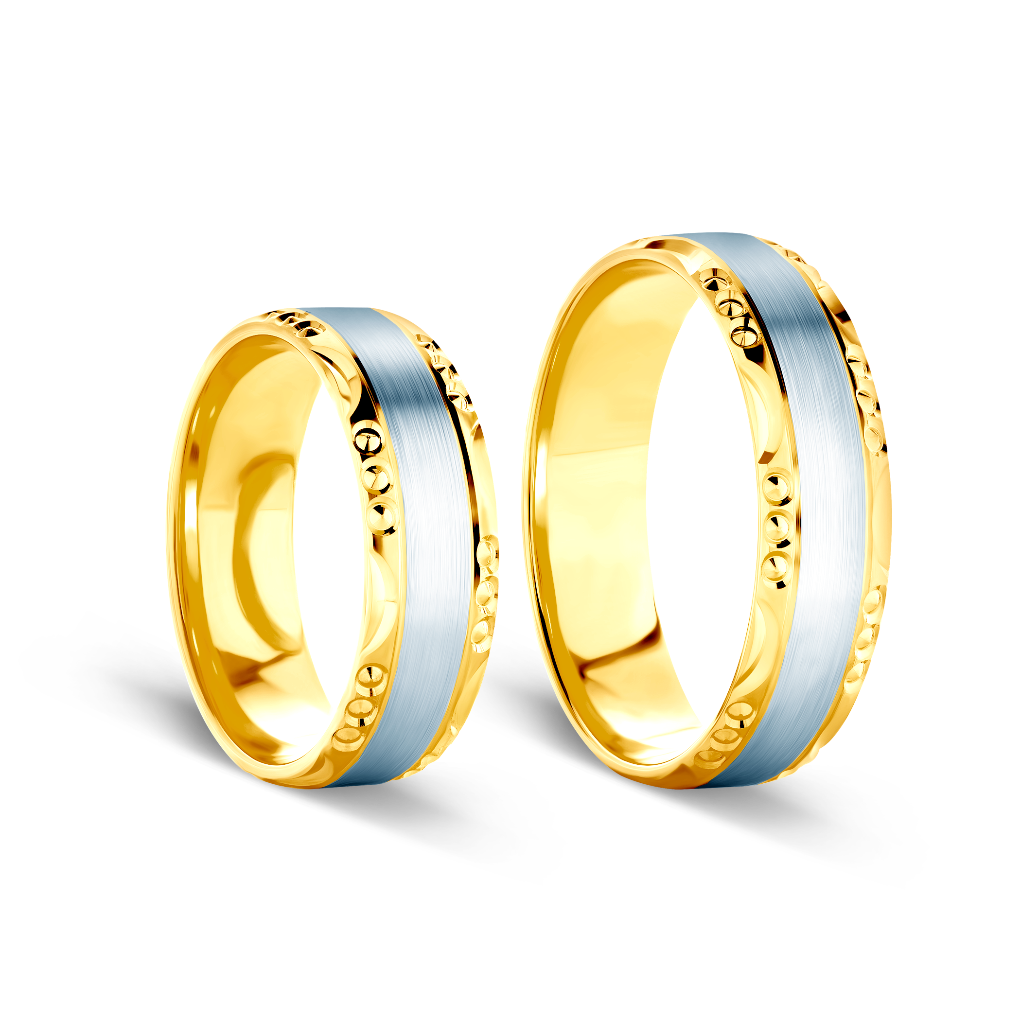 Eheringe: Zweifarbiges Gold, Halbrund, 6 mm