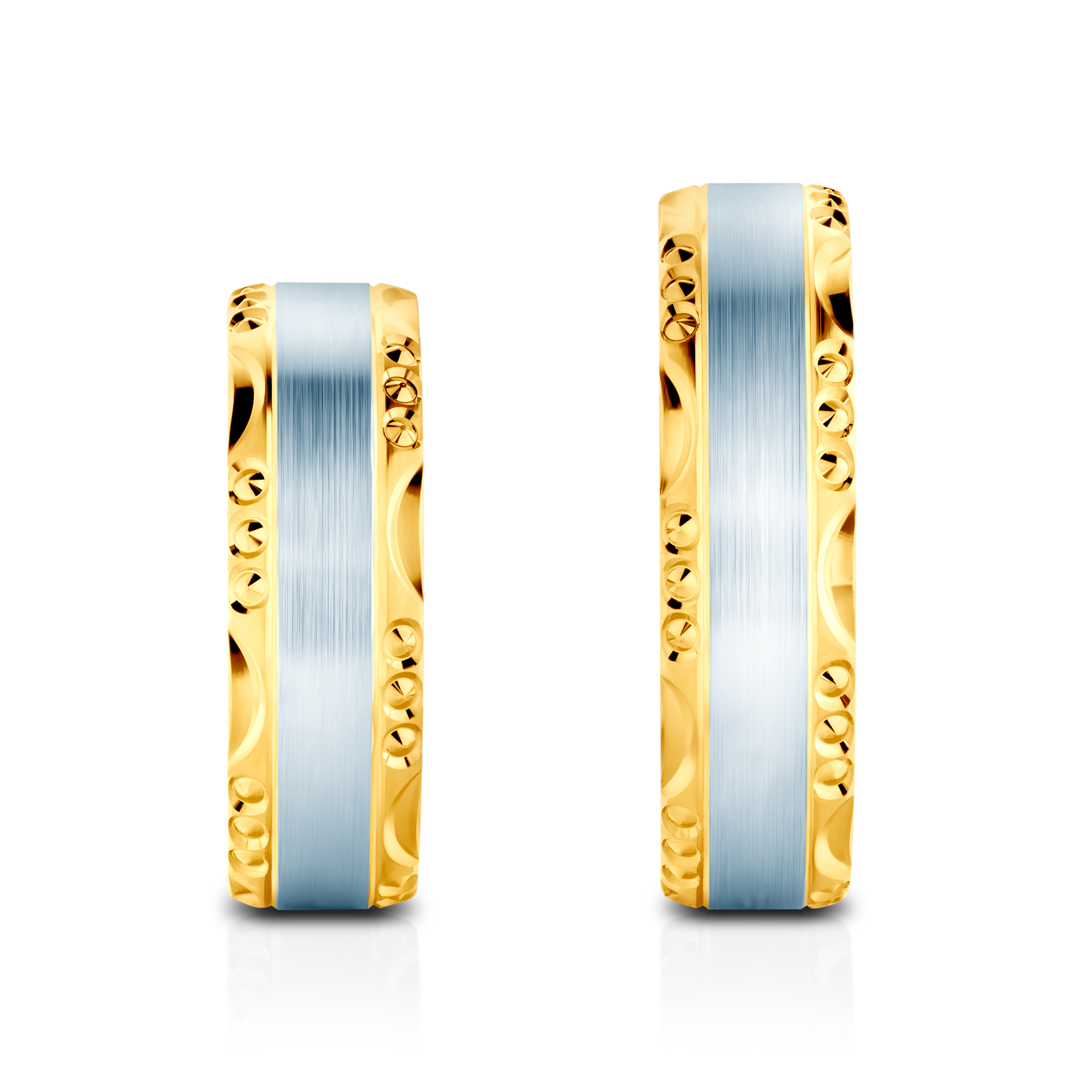 Eheringe: Zweifarbiges Gold, Halbrund, 6 mm