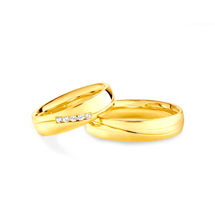Svadobné obrúčky: žlté zlato, polguľaté, 5 mm