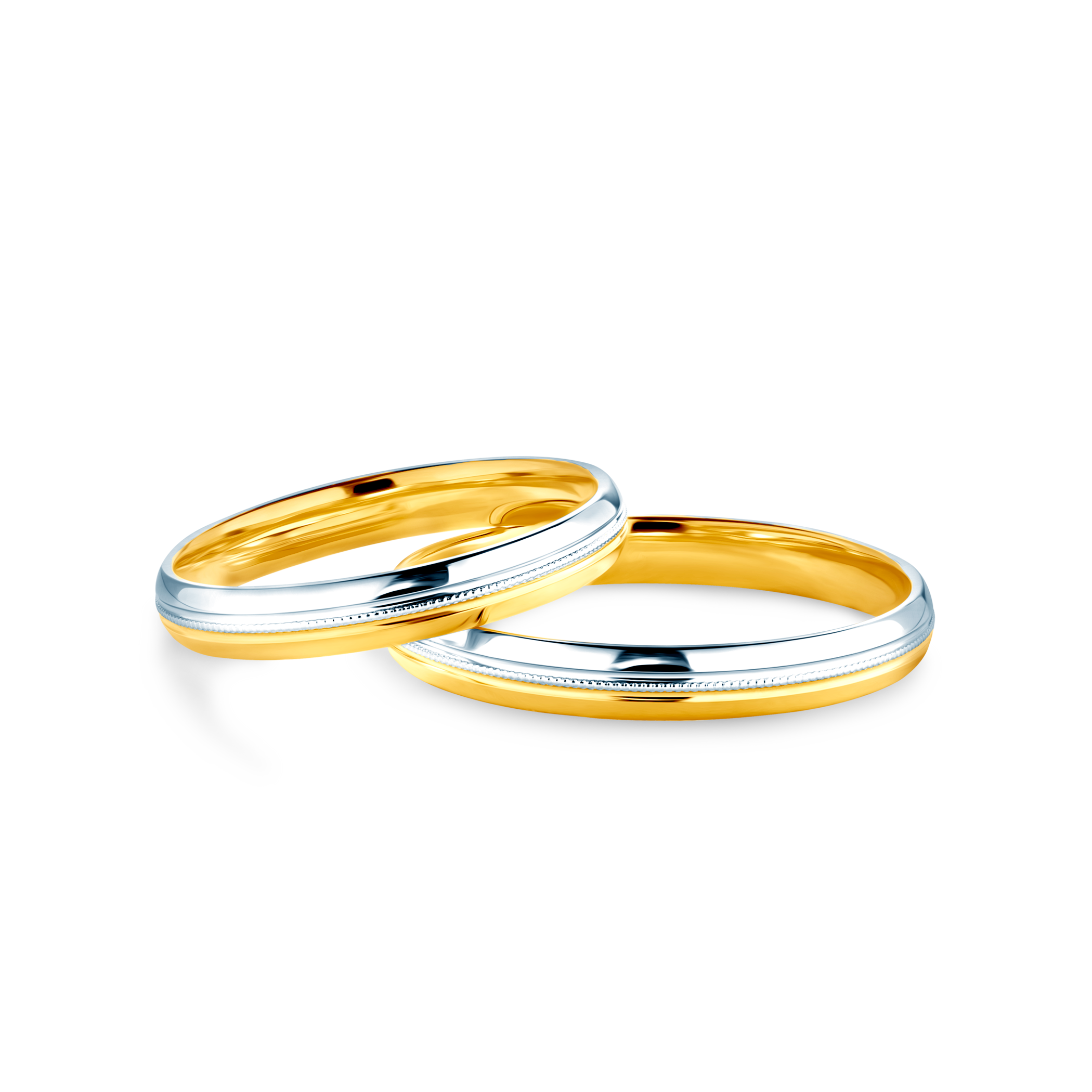 Obrączki ślubne: dwukolorowe złoto, półokrągłe, 3 mm