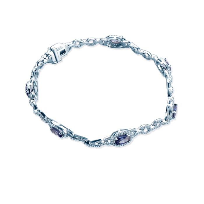 Bracelet Savicki: white gold, diamonds, tanzanites