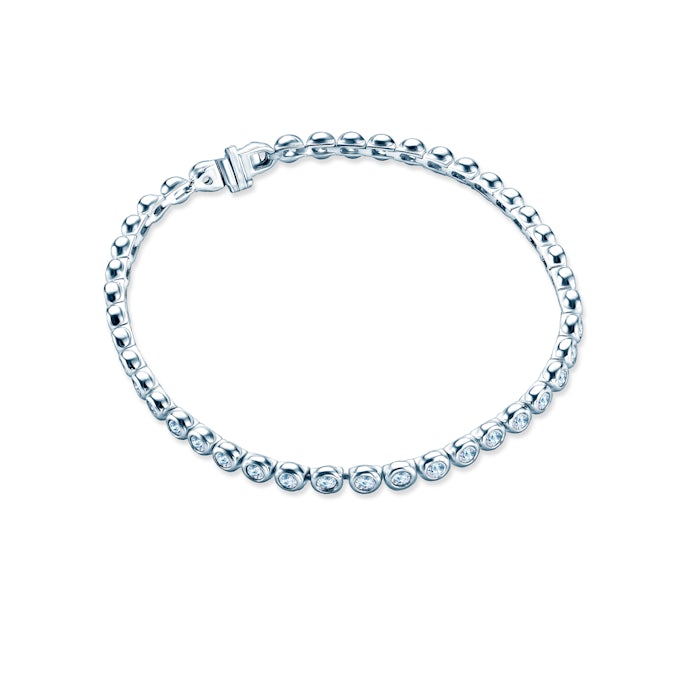 Bransoletka tenisowa SAVICKI: białe złoto, diamenty 