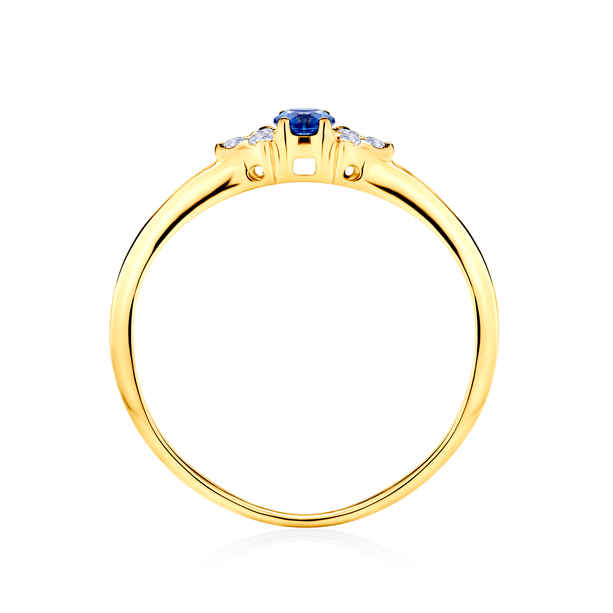 Verlobungsring Savicki: Gold, Blauer Saphir, Diamanten