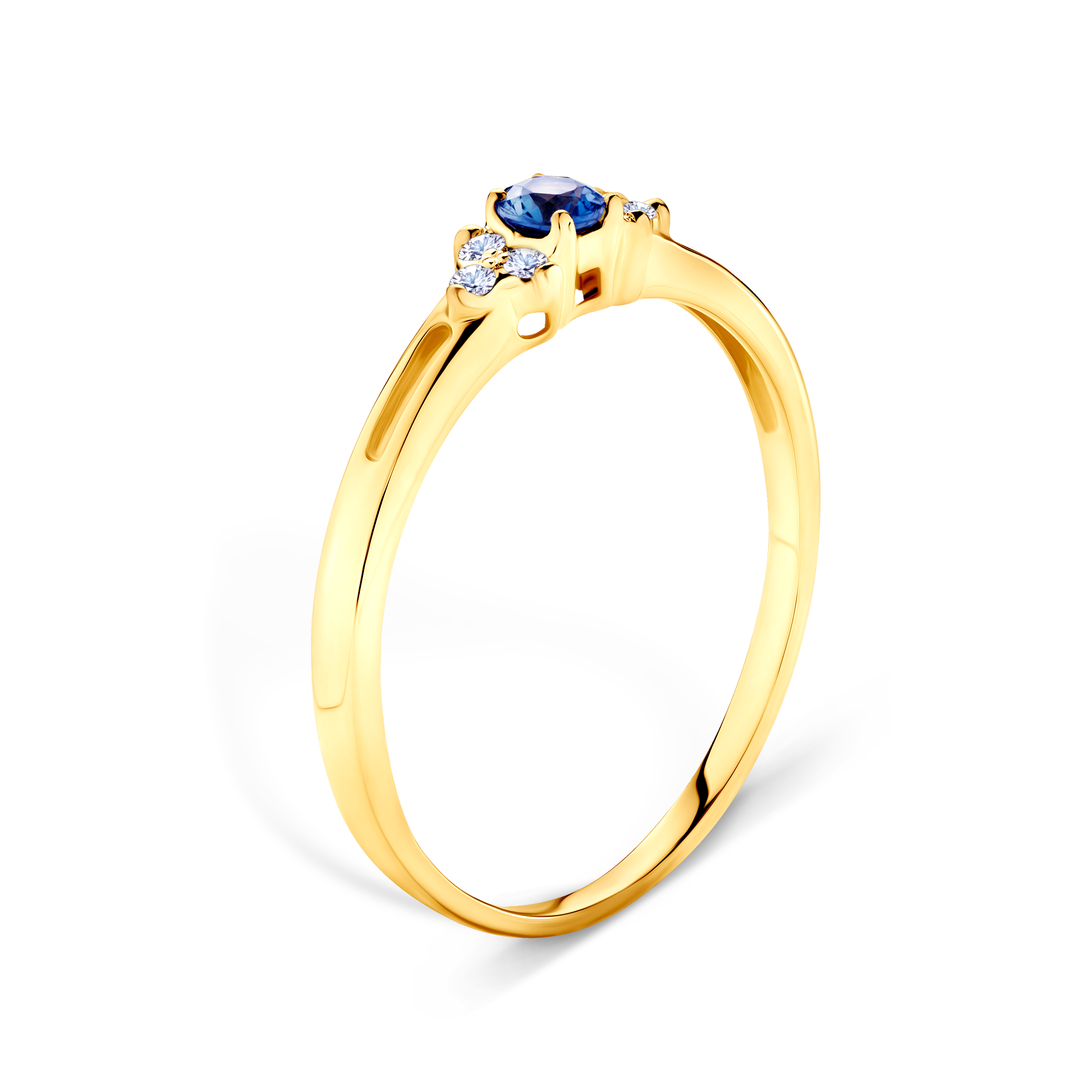 Verlobungsring Savicki: Gold, Blauer Saphir, Diamanten