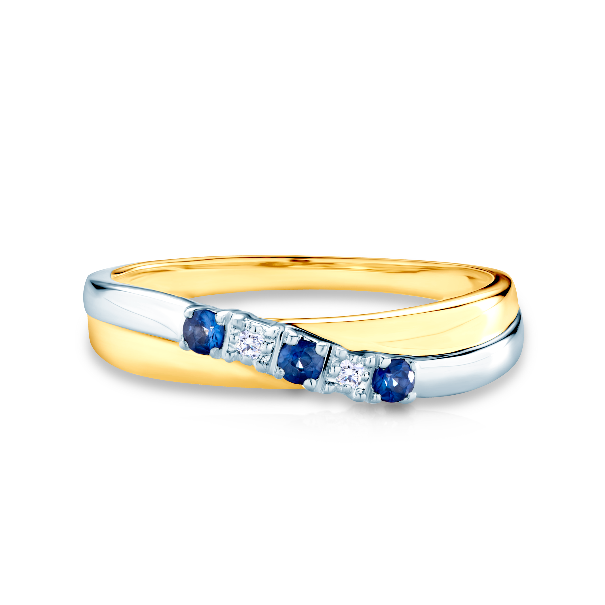 Prsten SAVICKI: dvoubarevné zlato, modré safíry, diamanty