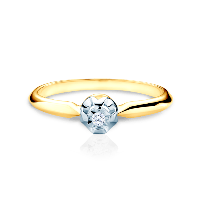 Zásnubní prsten SAVICKI: dvoubarevné zlato, diamant