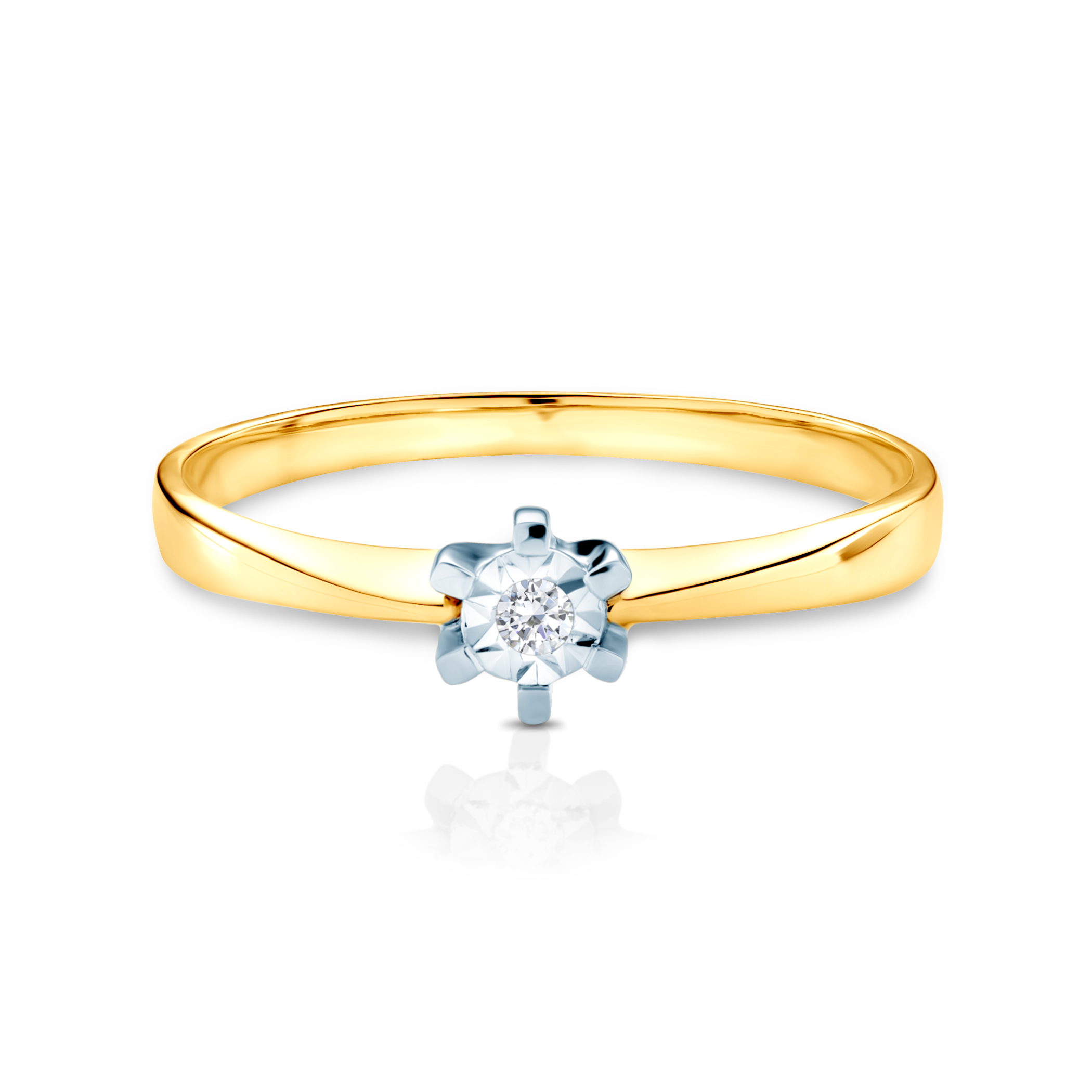 Zásnubní prsten SAVICKI: dvoubarevné zlato, diamant