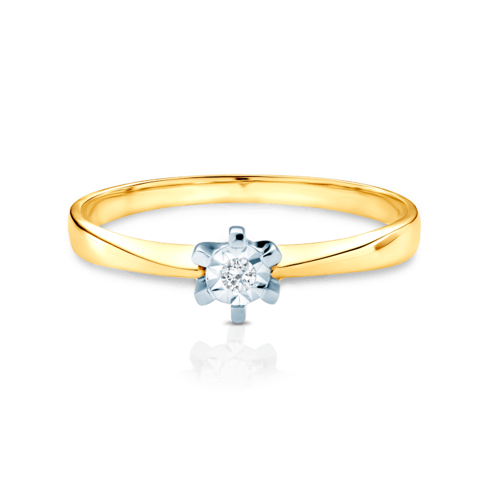 Pierścionek zaręczynowy SAVICKI: dwukolorowe złoto, diament