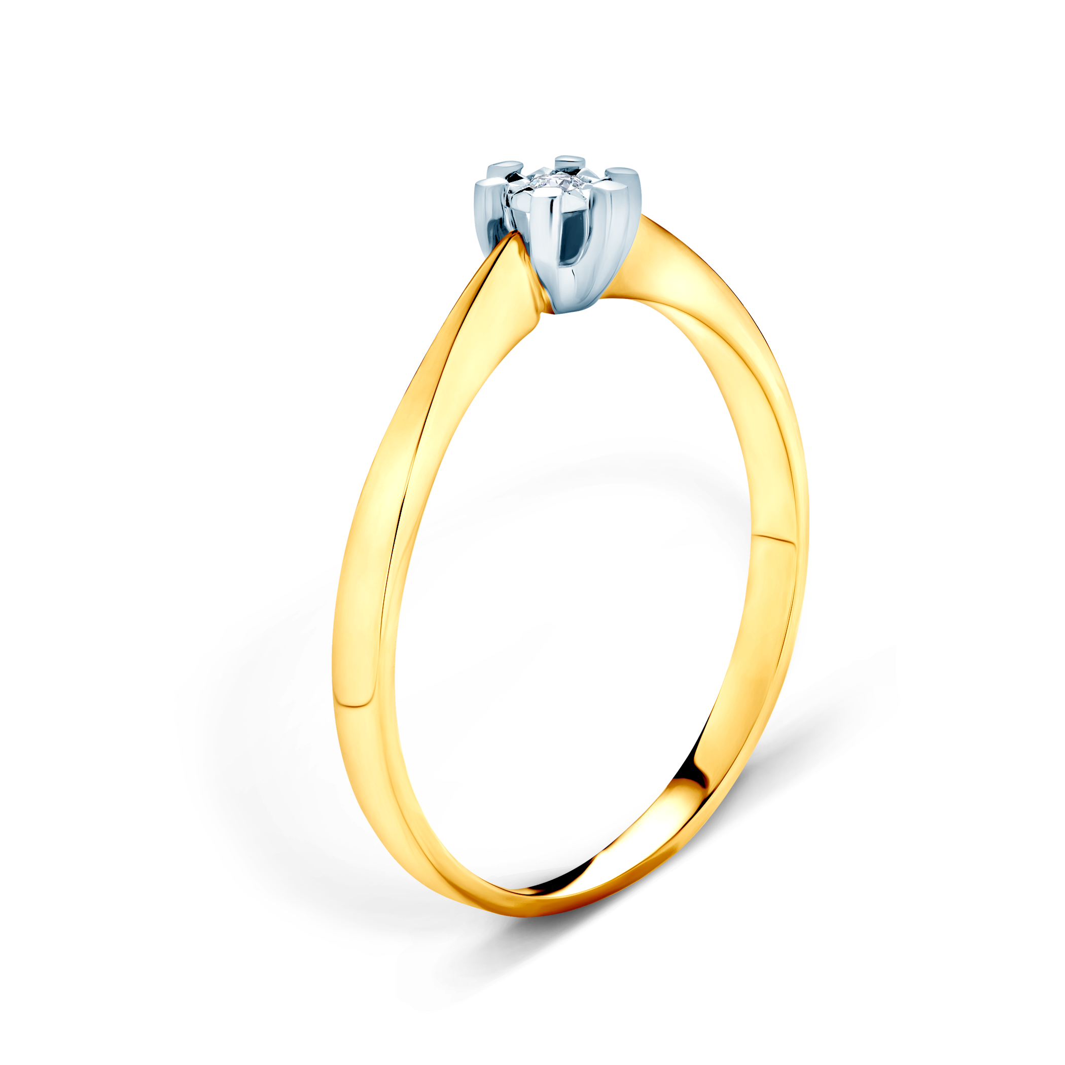 Pierścionek zaręczynowy SAVICKI: dwukolorowe złoto, diament