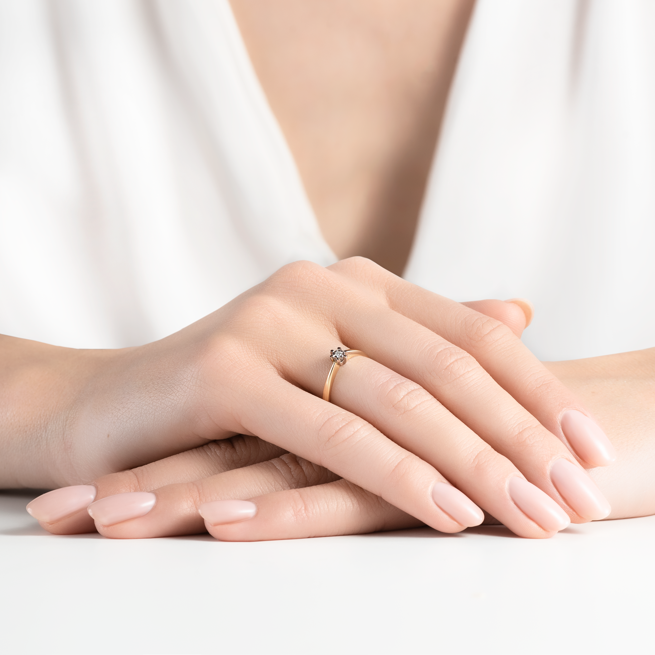 Pierścionek zaręczynowy SAVICKI: dwukolorowe złoto, diament