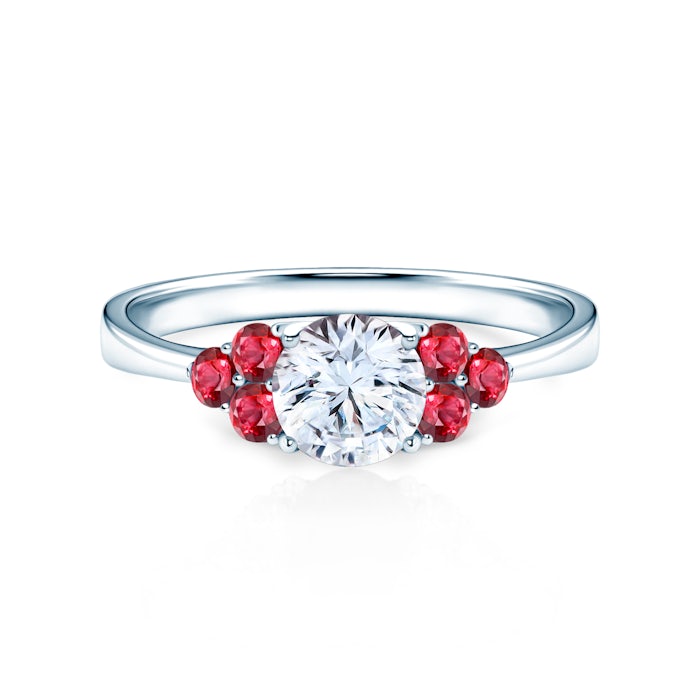 Pierścionek zaręczynowy Fairytale: białe złoto, biały szafir