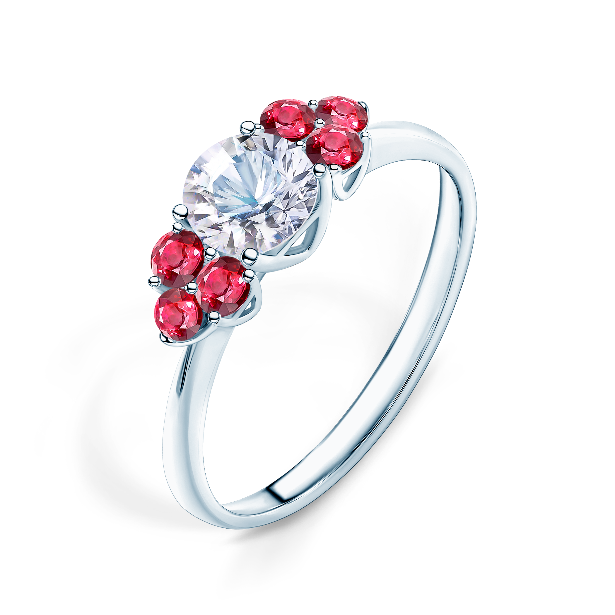 Pierścionek zaręczynowy Fairytale: białe złoto, biały szafir