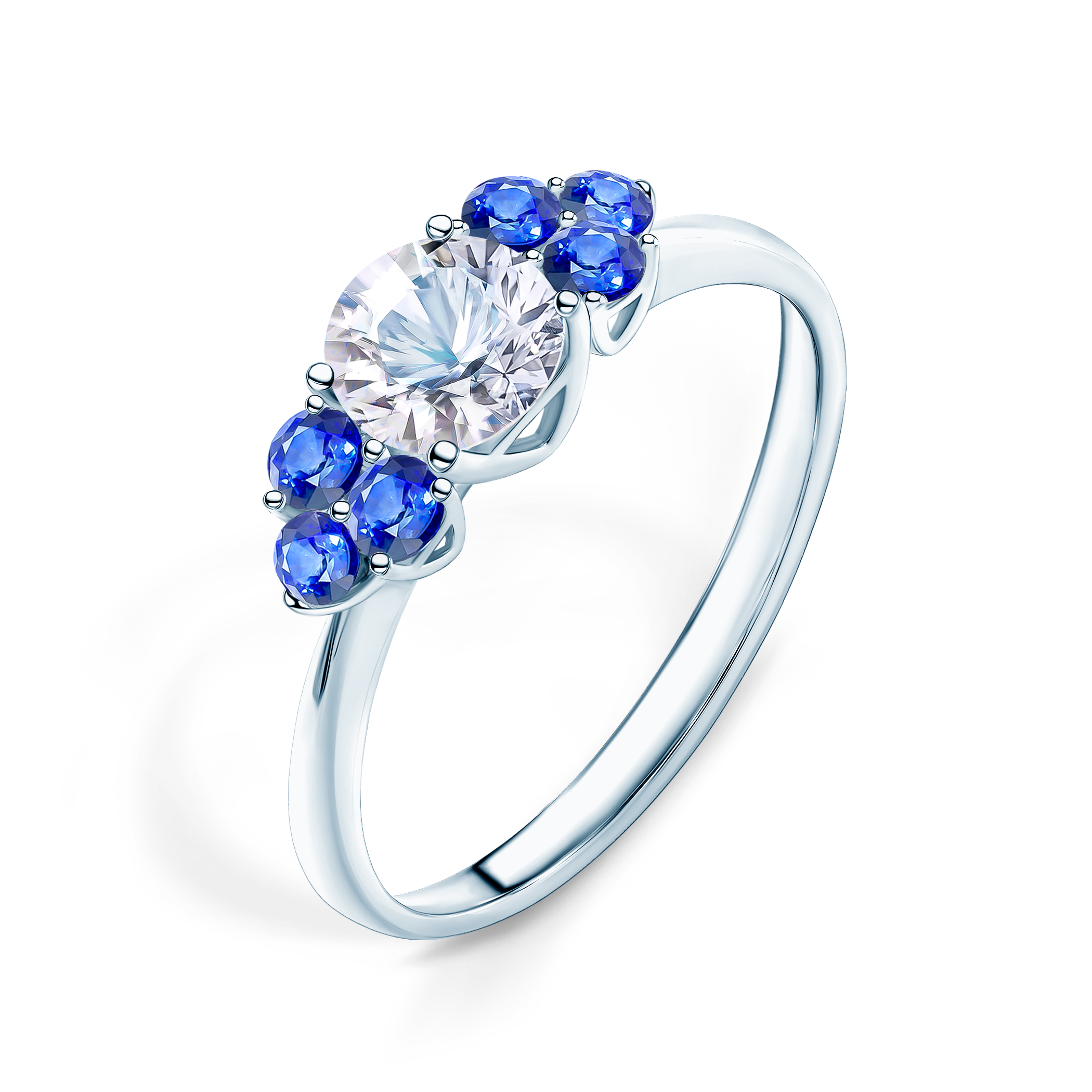 Pierścionek zaręczynowy Fairytale: białe złoto, biały szafir - 4