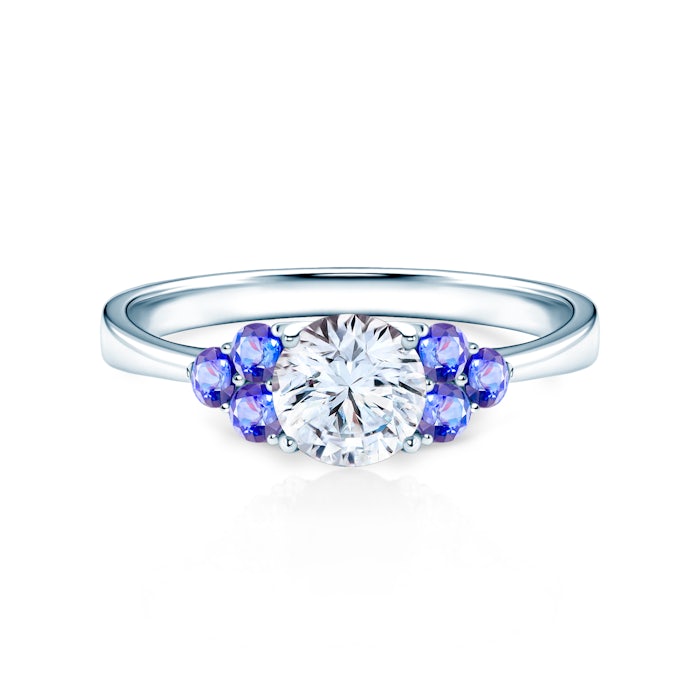 Pierścionek zaręczynowy Fairytale: białe złoto, biały szafir