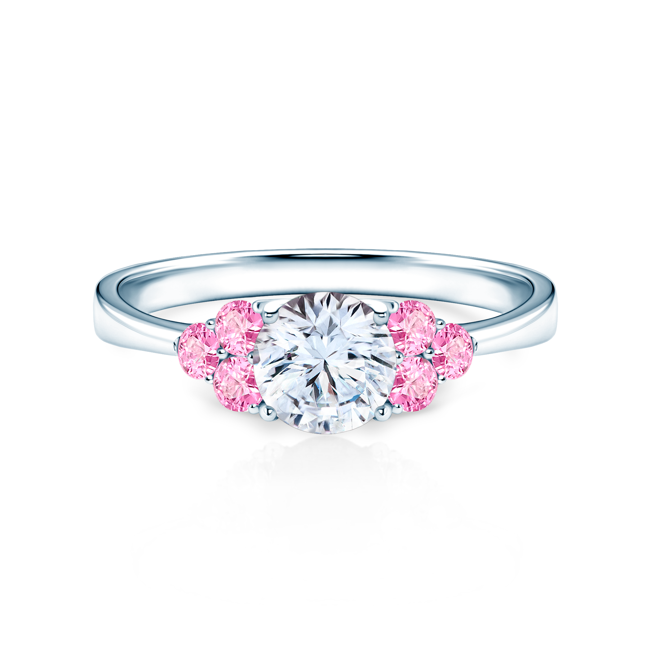 Pierścionek zaręczynowy Fairytale: białe złoto, biały szafir