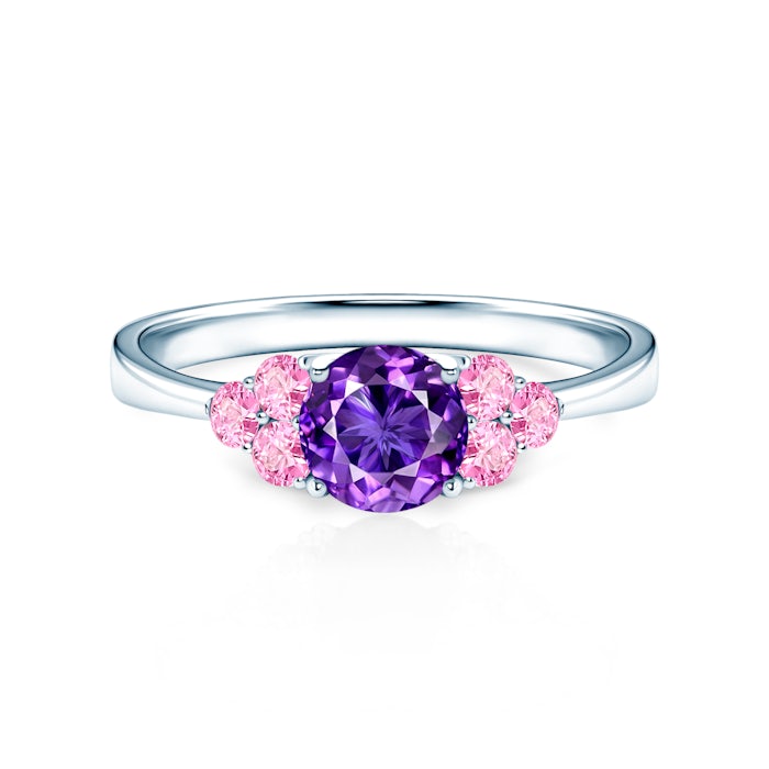 Fairytale Collection | Side-Stone Engagement Ring: white gold, amethyst