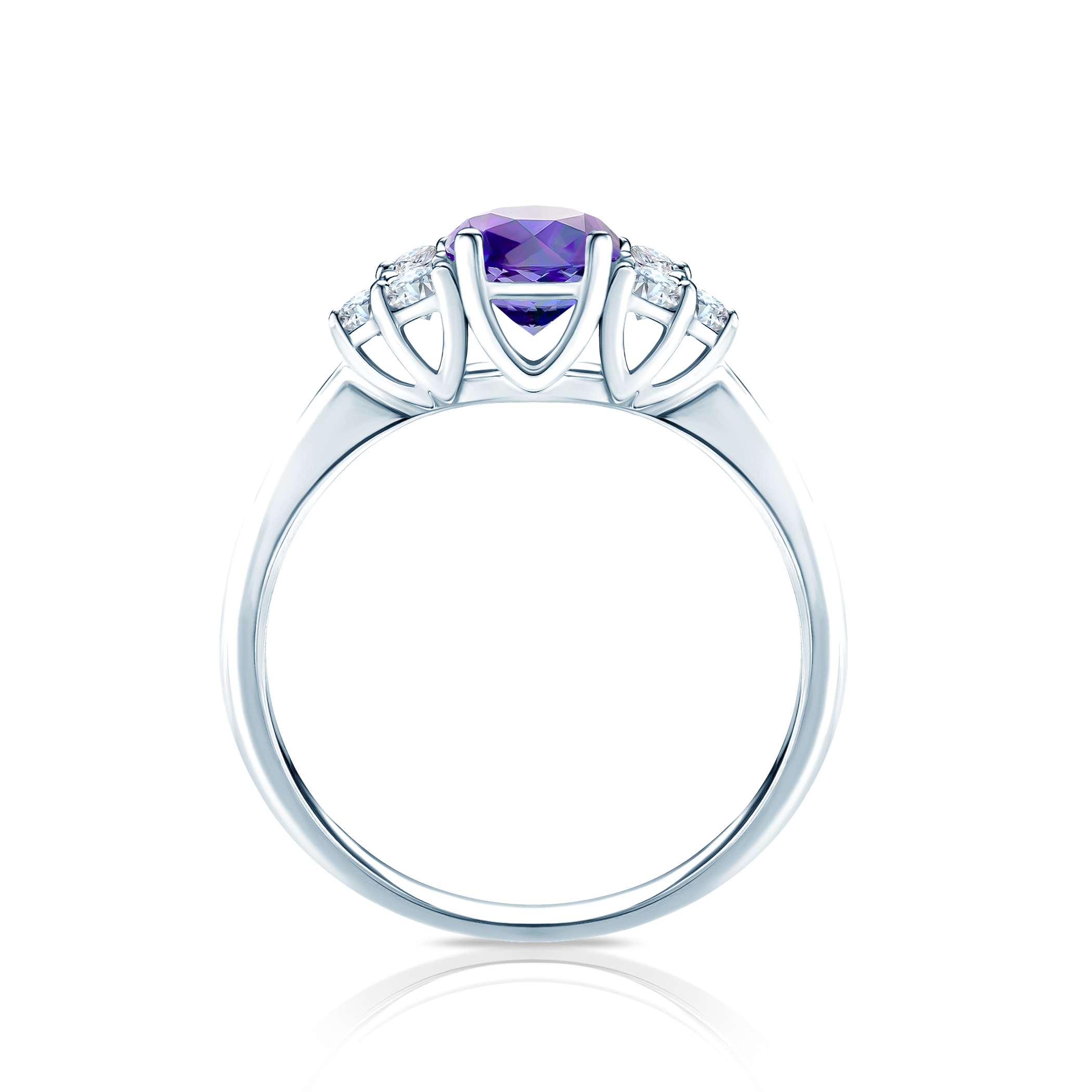 Pierścionek zaręczynowy Fairytale: białe złoto, ametyst - 3