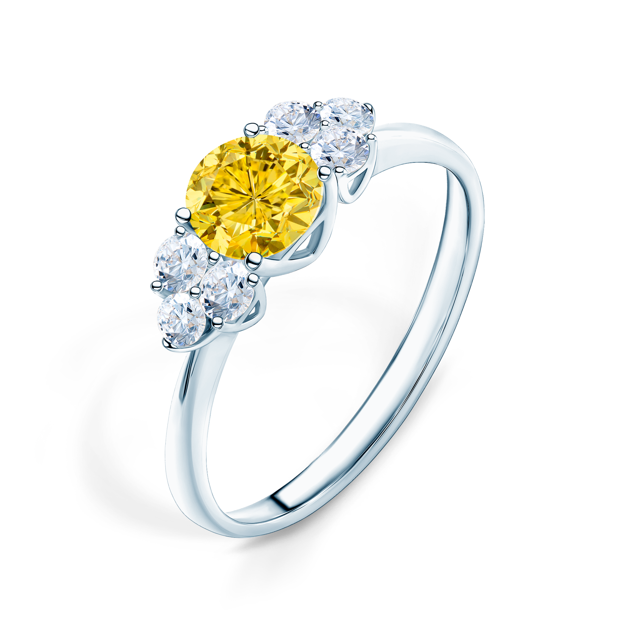 Pierścionek zaręczynowy Fairytale: białe złoto, żółty szafir - 4