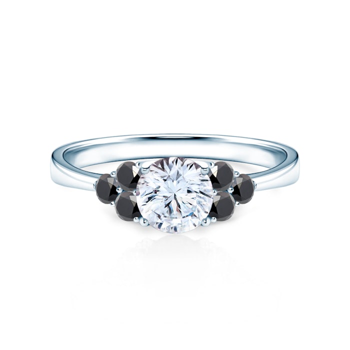 Fairytale Collection | Side-Stone Engagement Ring: white gold, white sapphire