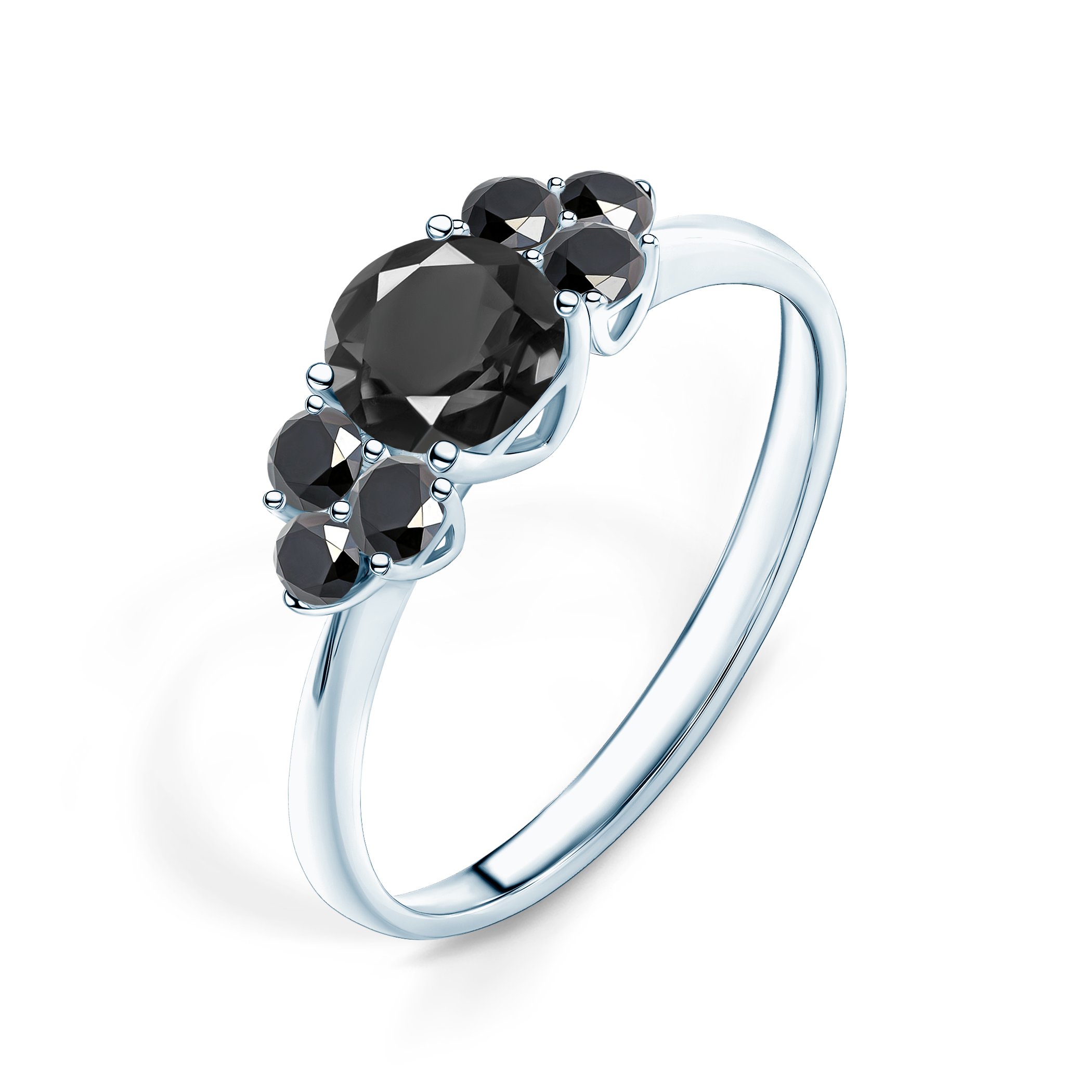 Pierścionek zaręczynowy Fairytale: białe złoto, czarny diament - 4