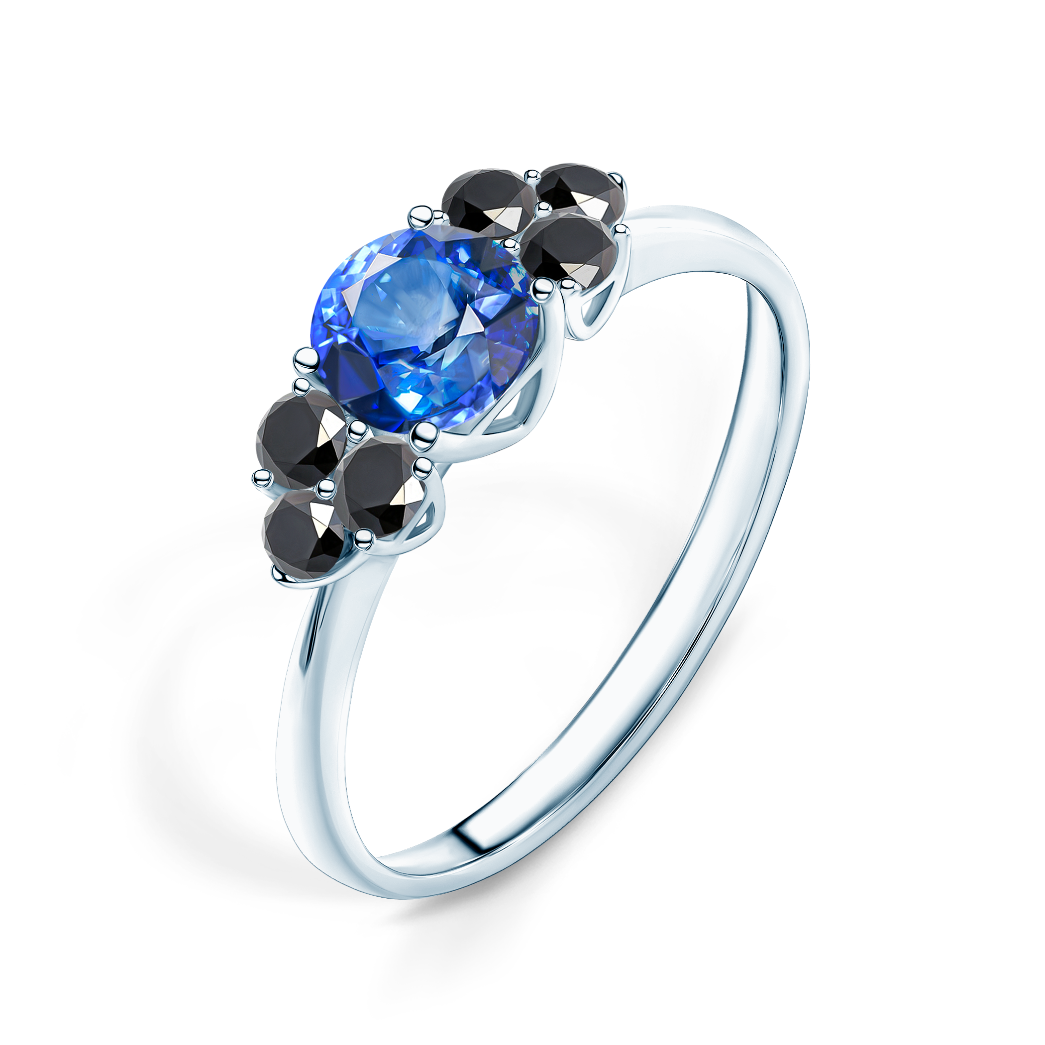Pierścionek zaręczynowy Fairytale: białe złoto, niebieski szafir - 4