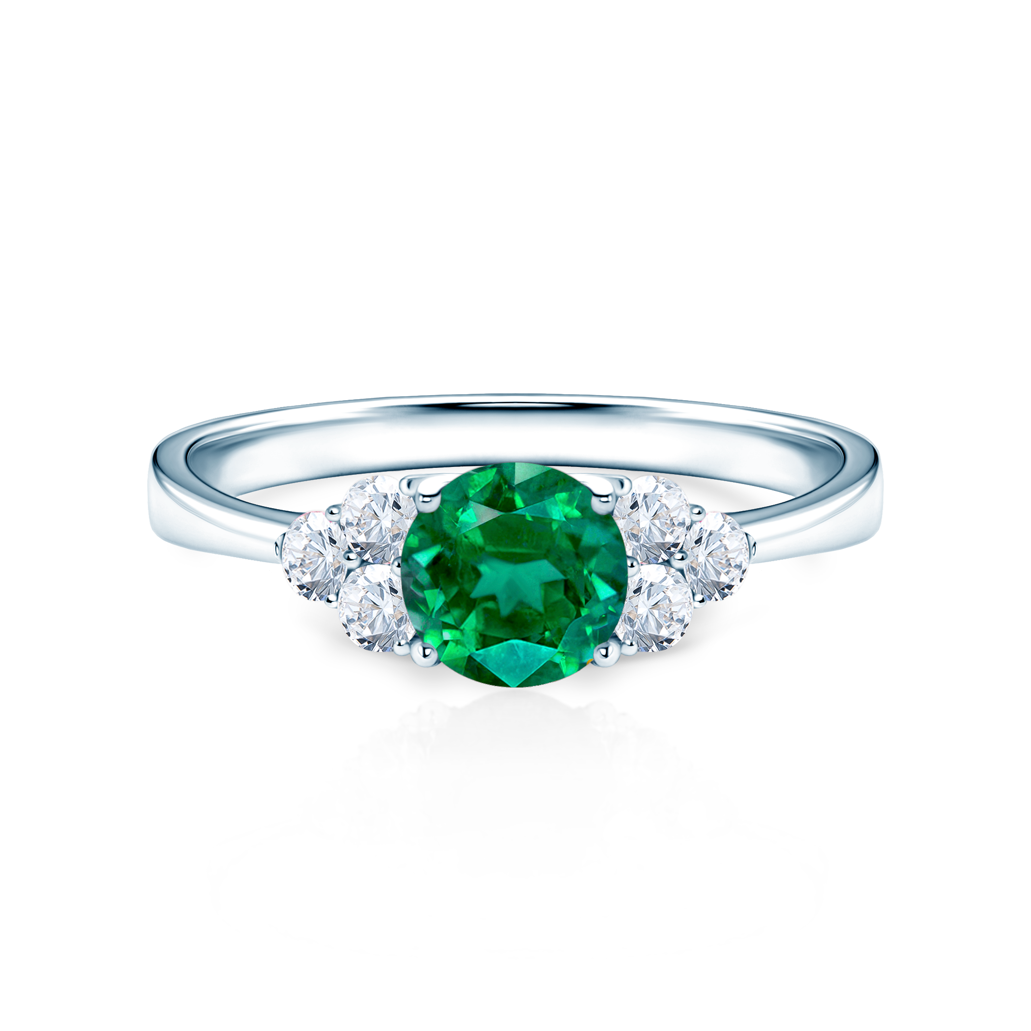Pierścionek zaręczynowy Fairytale: białe złoto, szmaragd