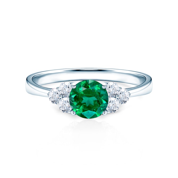 Zásnubní prsten Fairytale: bílé zlato, smaragd, bílé safíry