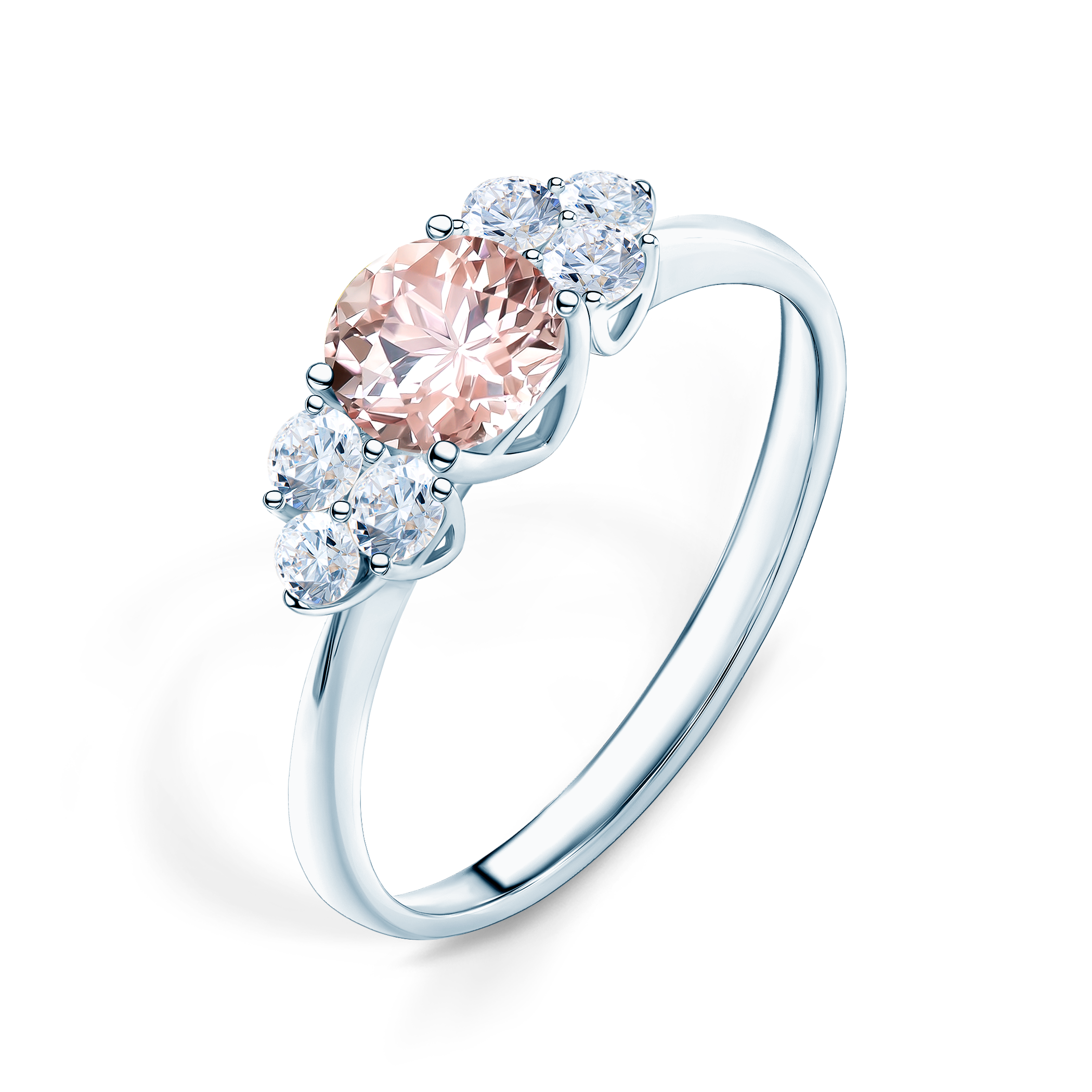 Pierścionek zaręczynowy Fairytale: białe złoto, morganit - 4