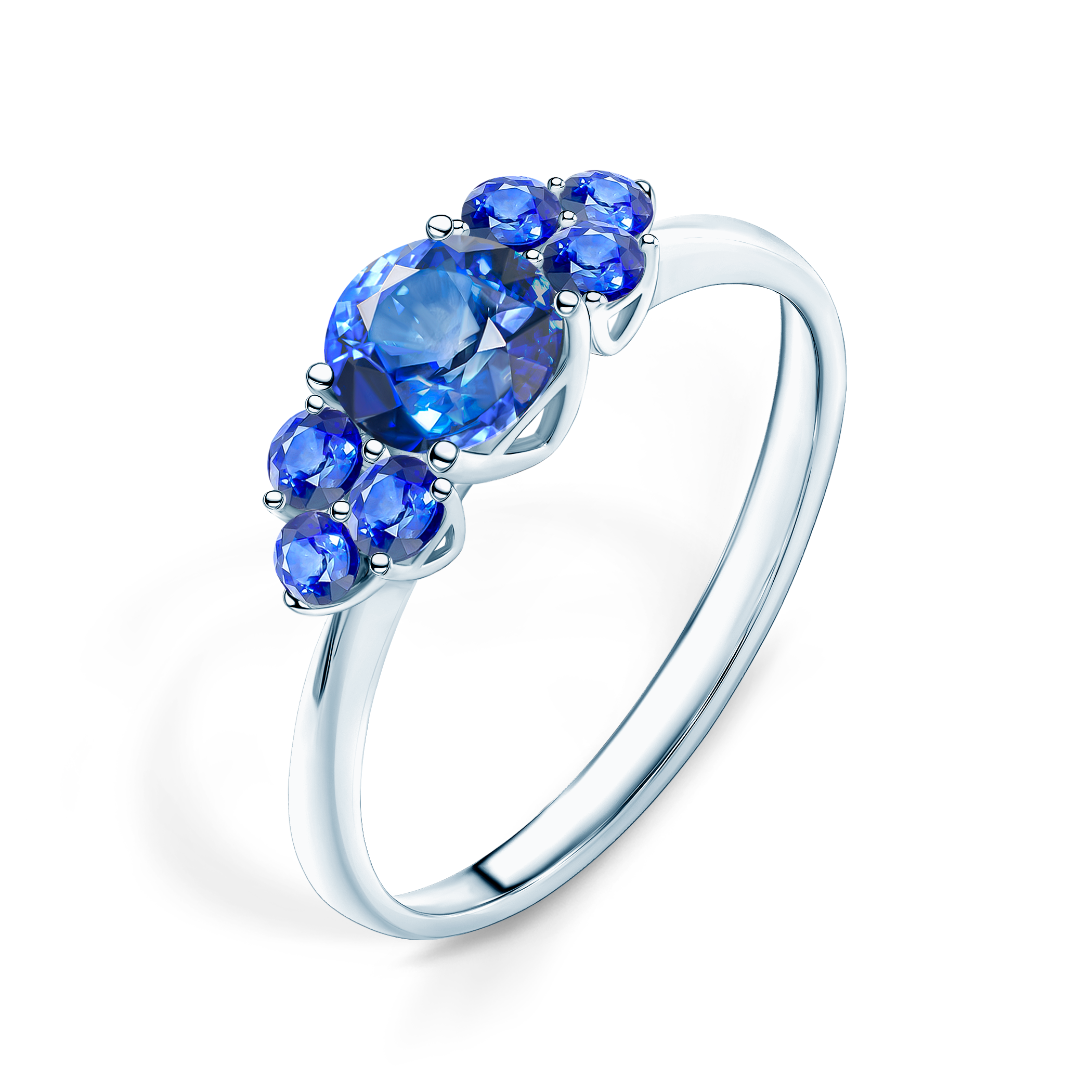 Pierścionek zaręczynowy Fairytale: białe złoto, niebieski szafir - 4
