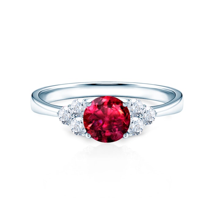 Fairytale Collection | Side-Stone Engagement Ring: white gold, ruby