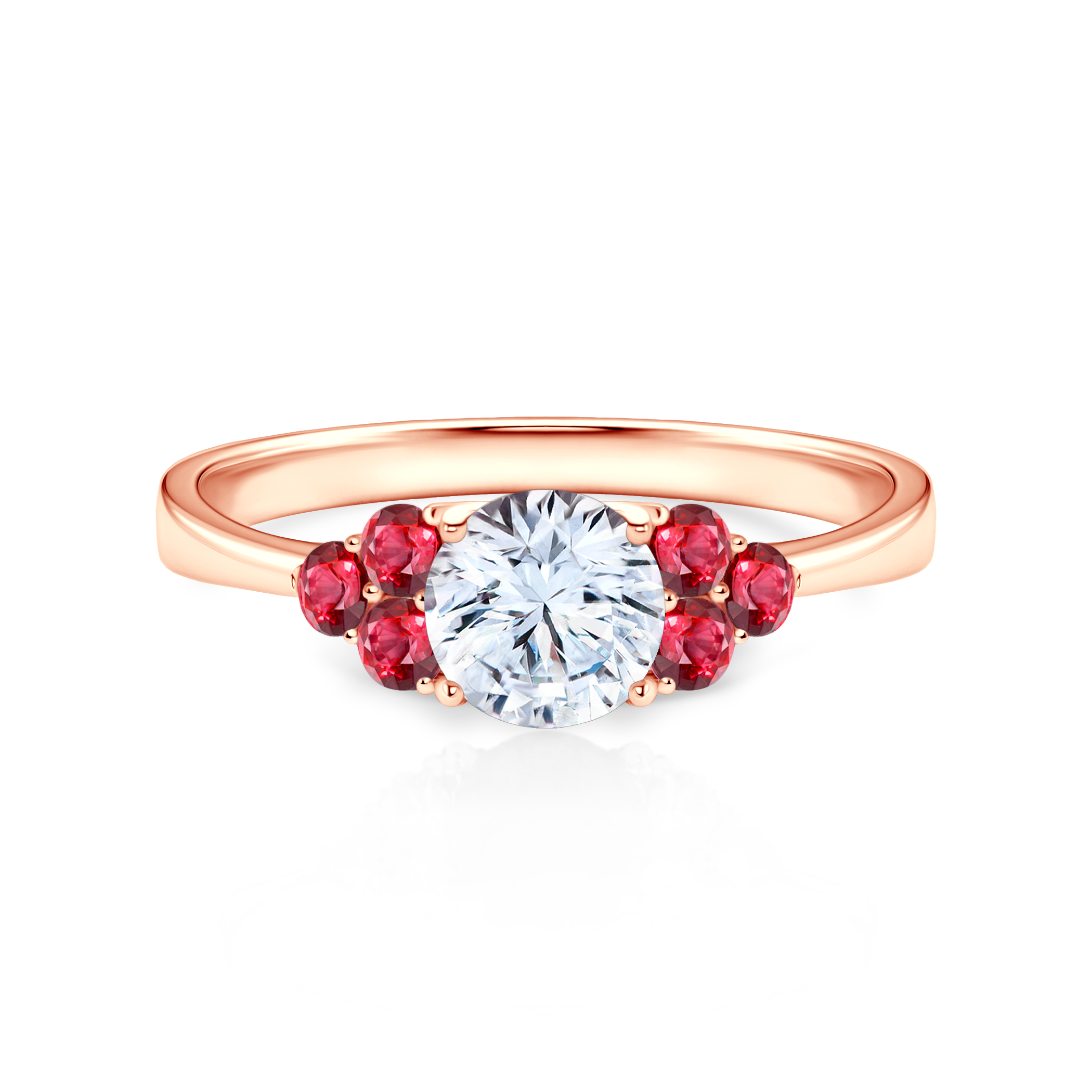 Pierścionek zaręczynowy Fairytale: różowe złoto, biały szafir