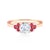 Zásnubní prsten Fairytale: růžové zlato, bílý safír, rubíny