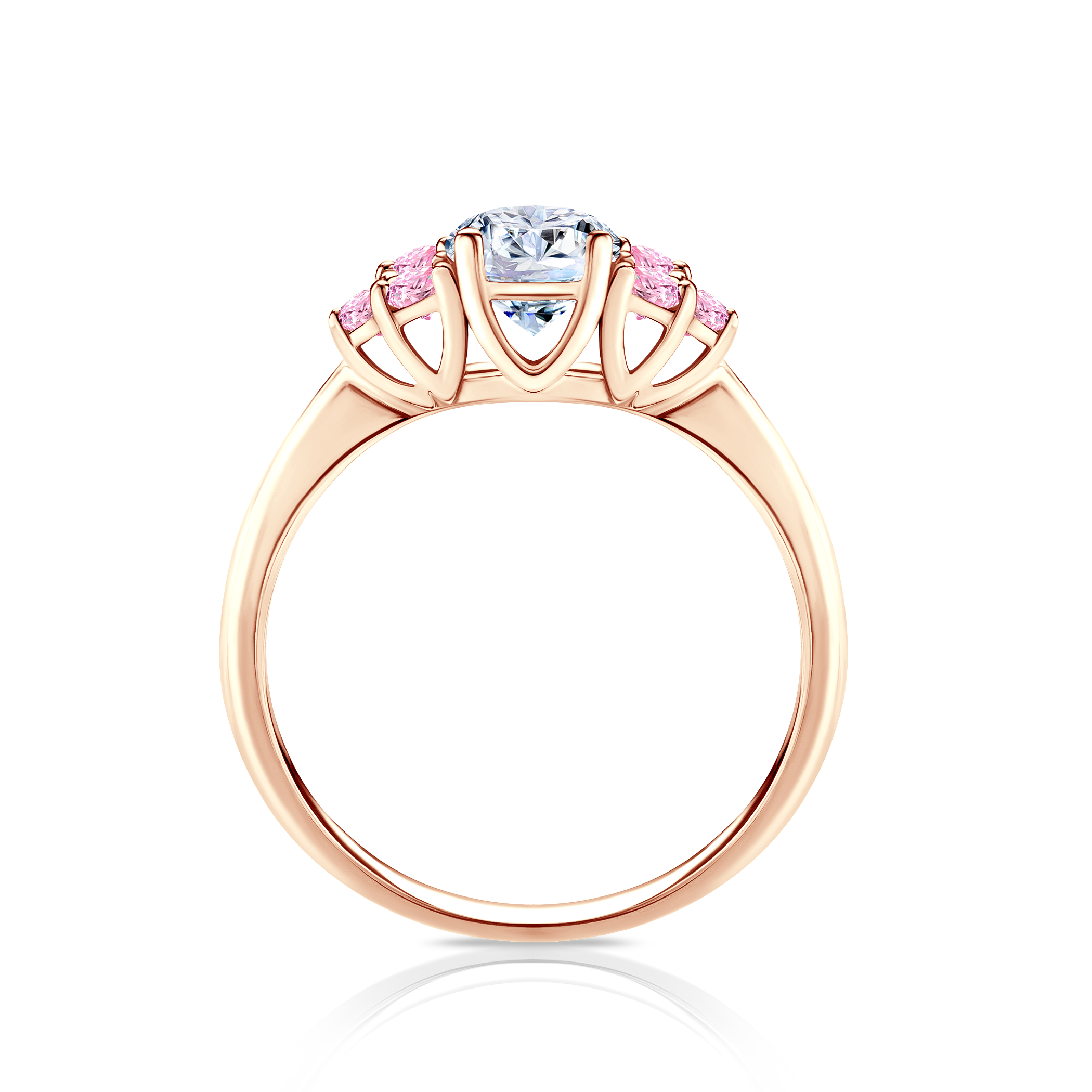 Pierścionek zaręczynowy Fairytale: różowe złoto, biały szafir - 3