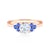 Zásnubní prsten Fairytale: růžové zlato, bílý safír, modré safíry