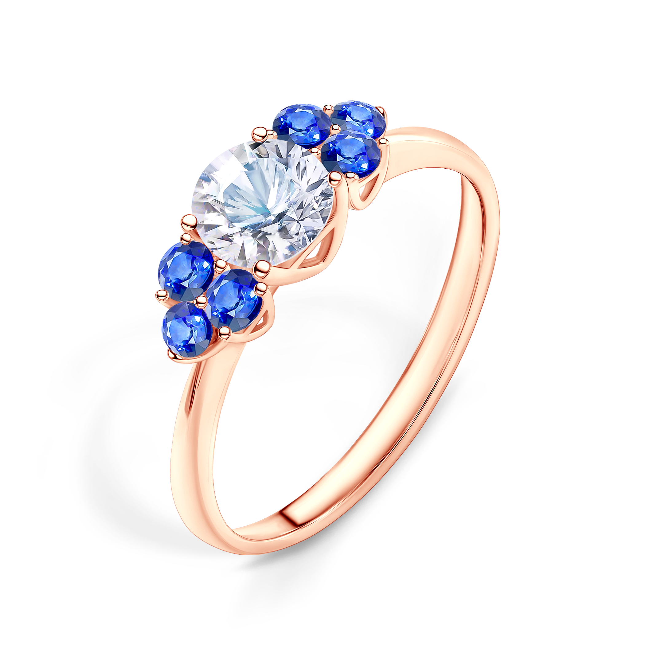 Pierścionek zaręczynowy Fairytale: różowe złoto, biały szafir